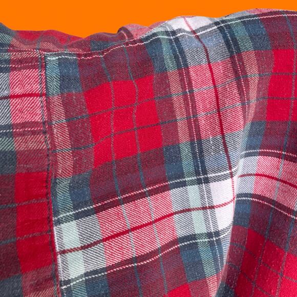 90's vintage flannel plaid 100% cotton collared button up blouse SMALL - Picture 7 of 7